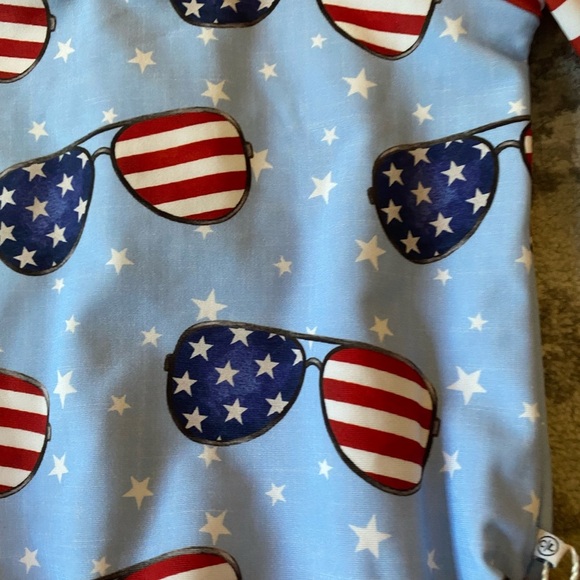 Caden Lane Ruffle Butt Patriotic Baby Rashguard  Swimsuit with Sunglasses Print - Picture 8 of 10